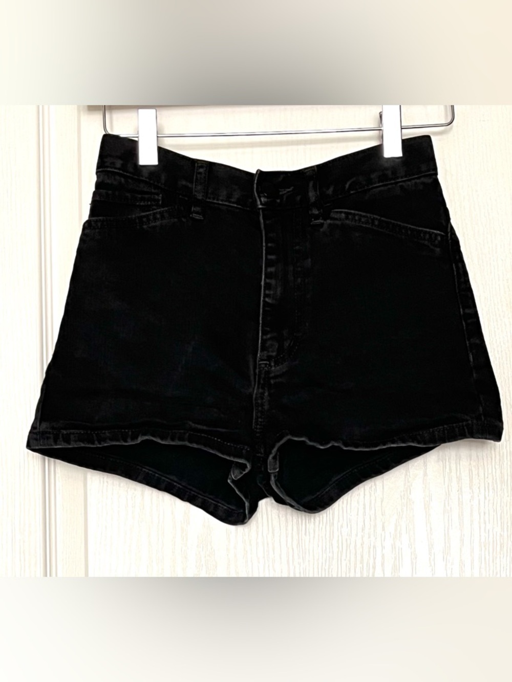 Wilfred Free Aritzia Black High Waisted Denim Shorts Size 2 Clean Girl Edgy